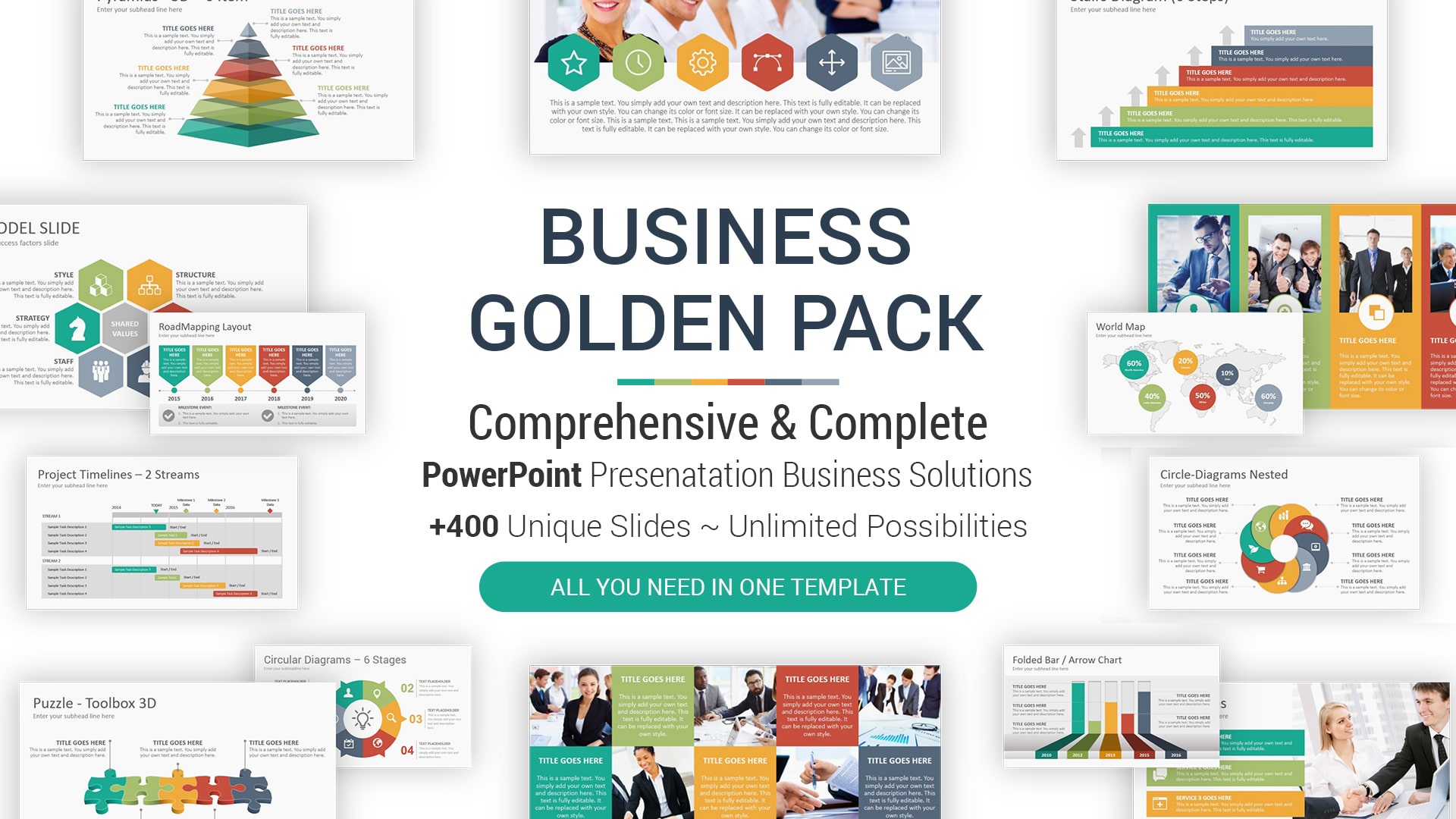 Business Golden Pack Multipurpose PowerPoint Presentation Template – Clean PowerPoint Template for Business Presentations